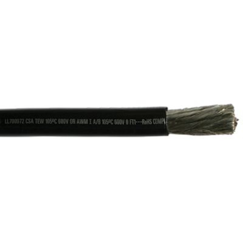 Cobra Wire and Cable A2120T07025FT Tinned Copper Battery Cable, 2/0, 25′, Black