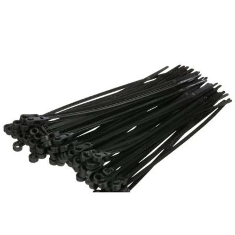 Seachoice 14171 Cable Ties With Mounting Hole, UV Black