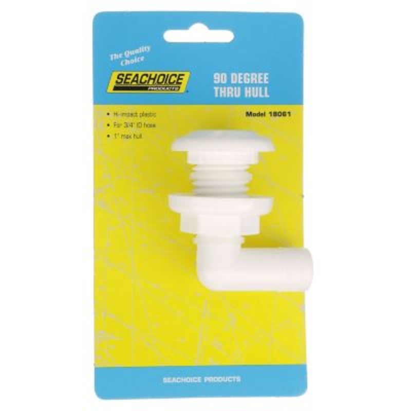 Seachoice 18061 90 Degree Plastic Thru-Hull, White