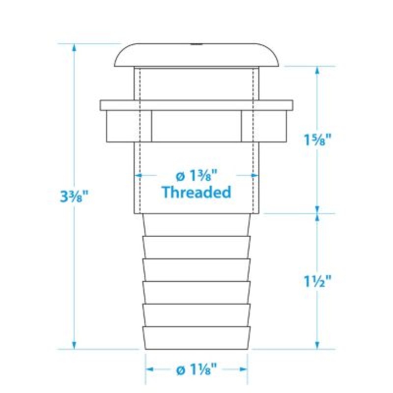 Seachoice 50-18091 Plastic Thru-Hull With Broad Flange