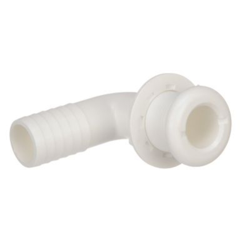 Seachoice 50-18141 90 Degree Plastic Thru-Hull, One Nut Application, White