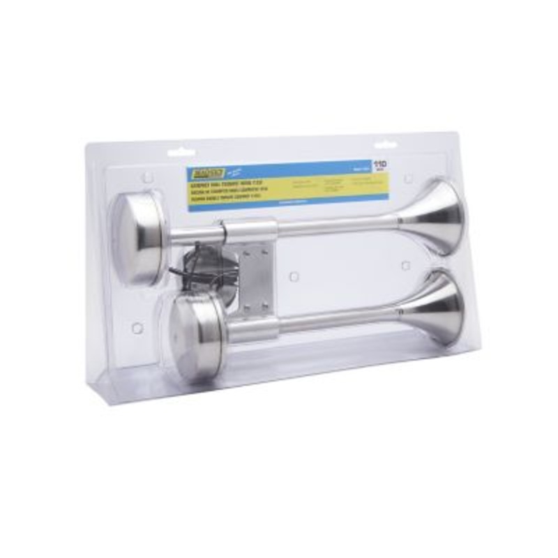 Seachoice HYF-305LTM 14623 Compact Dual Trumpet Electric Horn 12V Stainless Steel