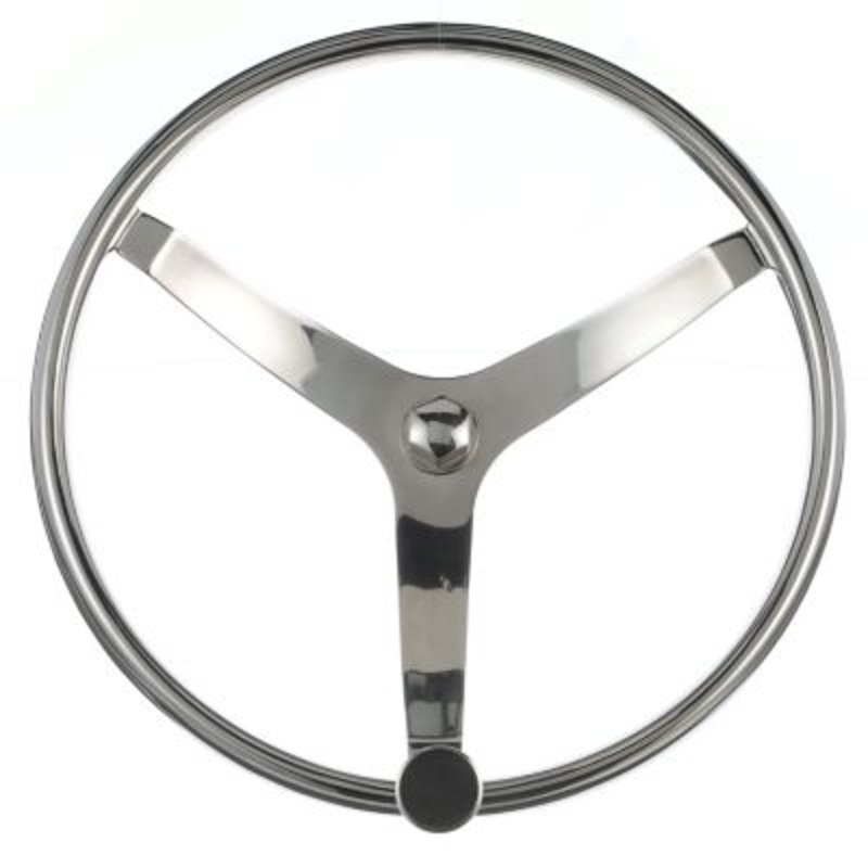 Seachoice 28531 Stainless Steel Sports Steering Wheel With Turning Knob