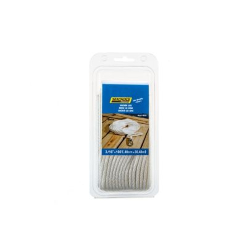 Seachoice 40221 Solid Braid Nylon Anchor Line White, 3/16″ x 100′