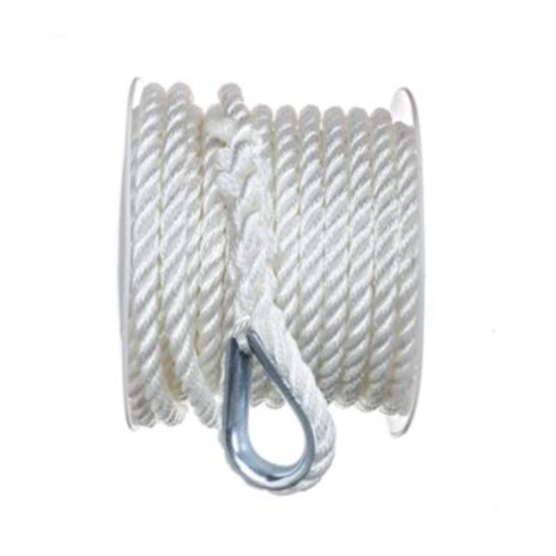 Seachoice 40691 3-Strand Twisted Nylon Anchor Line – White, 3/8″ x 50′