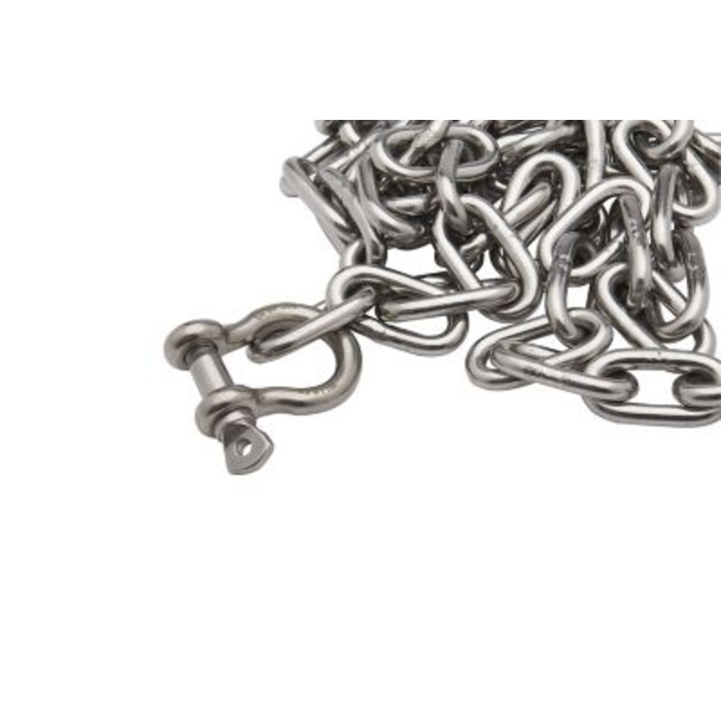 Seachoice 44103 Stainless Steel Anchor Lead Chain, 3/16″ x 4′, 1/4″ Shackle