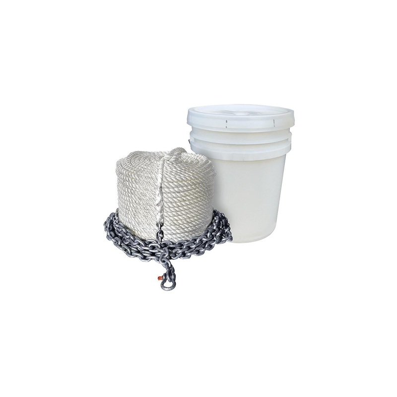 Seachoice 44569 Anchor Rode – 5/8″ x 300′ 3-Strand Nylon Rope and 5/16″ 20′ Chain With 3/8″ Shackle