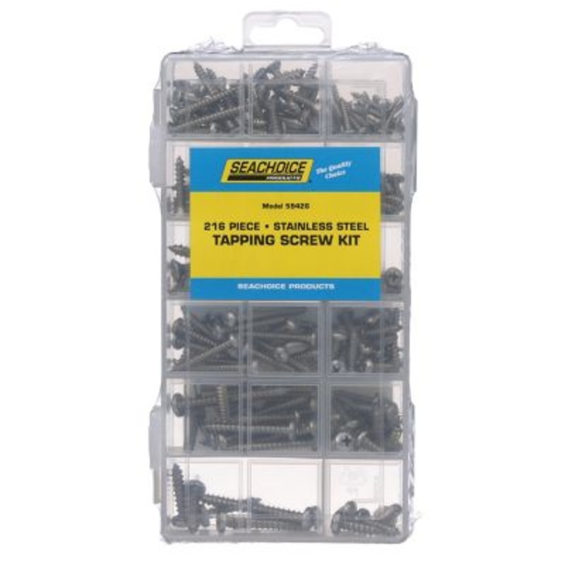 Seachoice KP5579SC Stainless Steel Tapping Screw Kit – 216 Piece