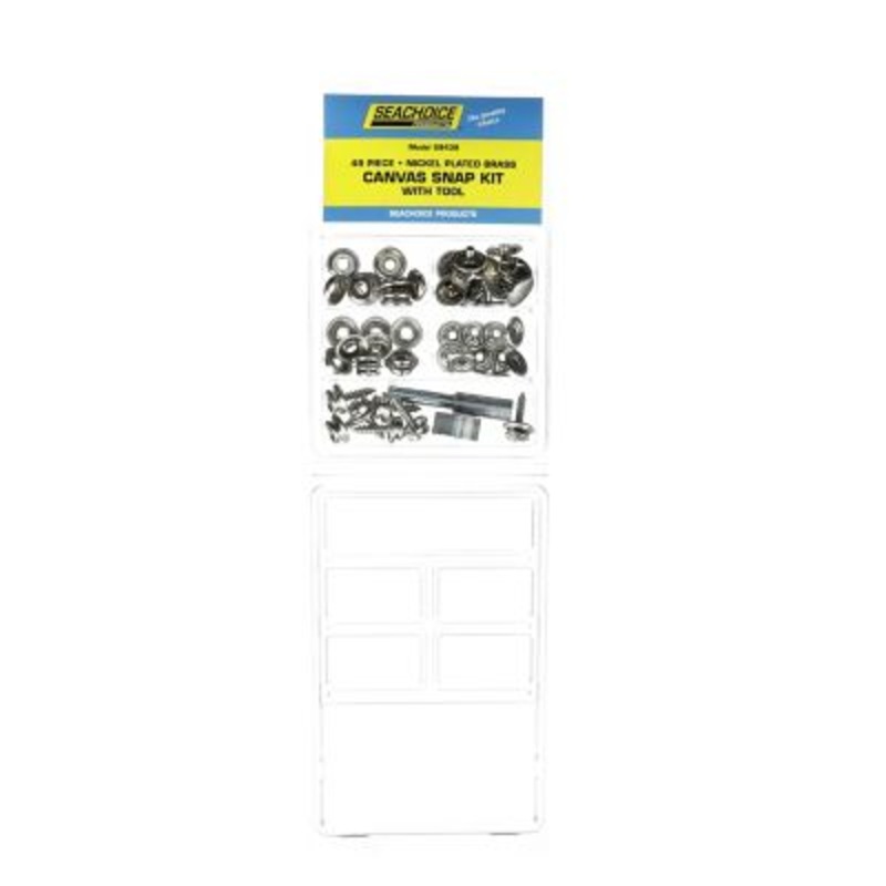 Seachoice KP7260SC 59439 Nickel Plated Brass Canvas Snap Kit With Tool – 48 Piece