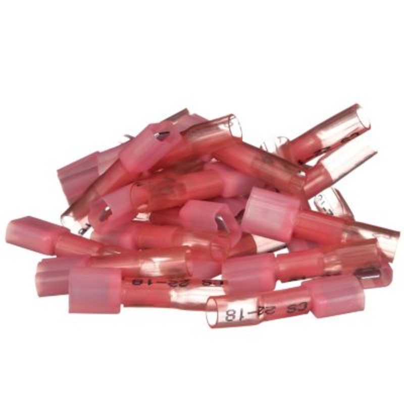 Seachoice 60281 3-to-1 Heat Shrink Insulated Quick Disconnect, 22-18 Ga., 0.250″ Male, Red, 25-Pack