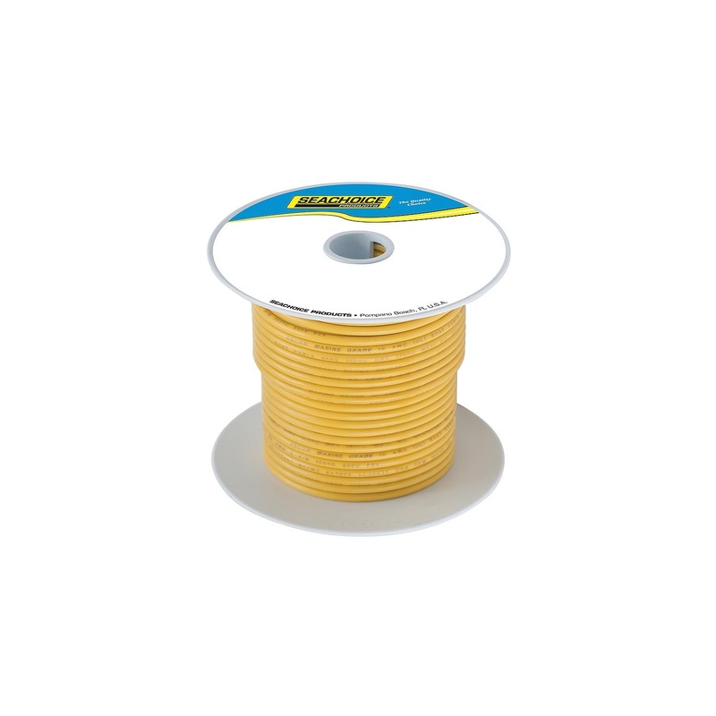 Seachoice 50-63107 63107 Tinned Copper Marine Wire, 14 AWG, Yellow, 100′