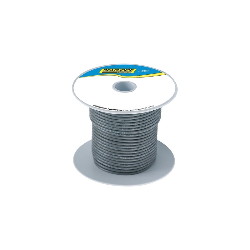 Seachoice 50-63114 63114 Tinned Copper Marine Wire, 14 AWG, Gray, 100′