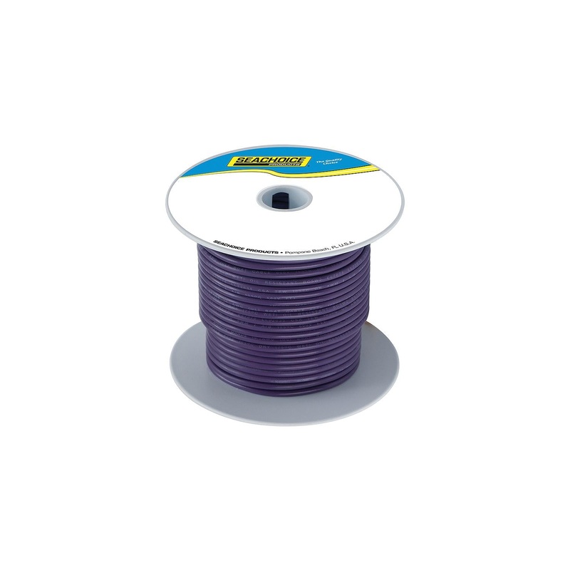 Seachoice 50-63117 63117 Tinned Copper Marine Wire, 14 AWG, Purple, 100′