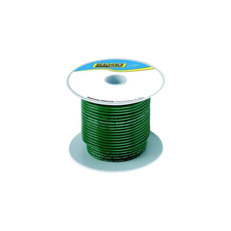 Seachoice 50-63128 63128 Tinned Copper Marine Wire, 16 AWG, Green, 100′