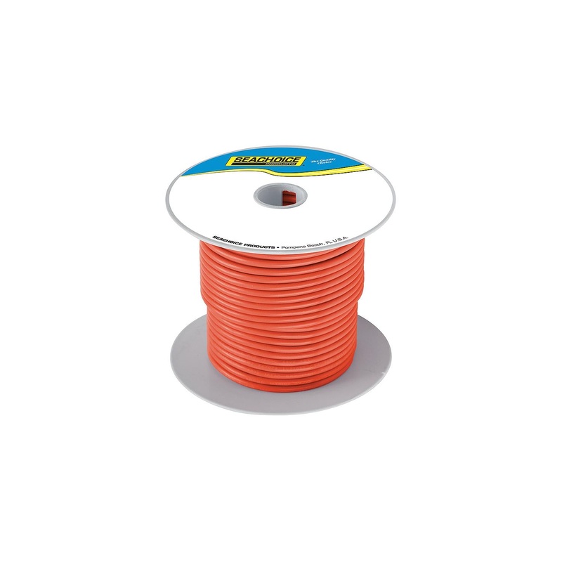 Seachoice 50-63136 63136 Tinned Copper Marine Wire, 16 AWG, Orange, 100′
