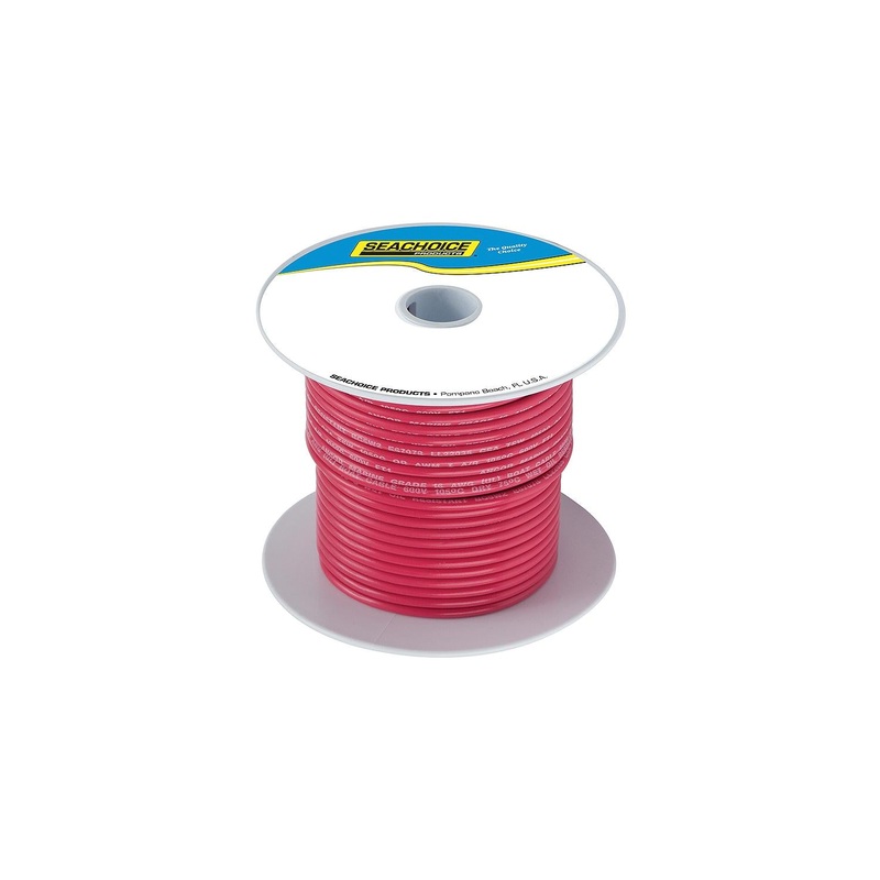Seachoice 50-63143 63143 Tinned Copper Marine Wire, 18 AWG, Red, 100′