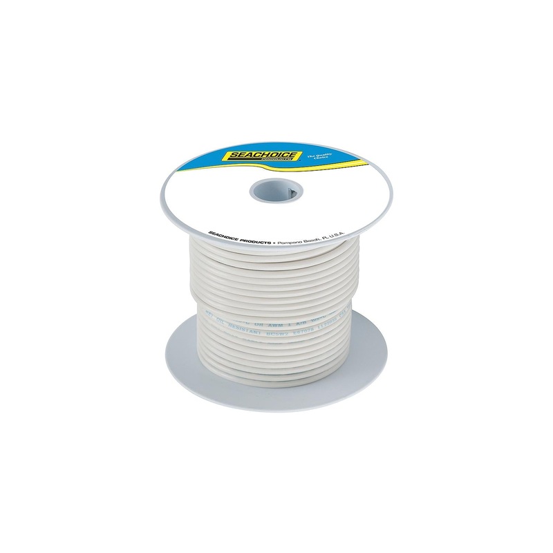 Seachoice 50-63146 63146 Tinned Copper Marine Wire, 18 AWG, White, 100′