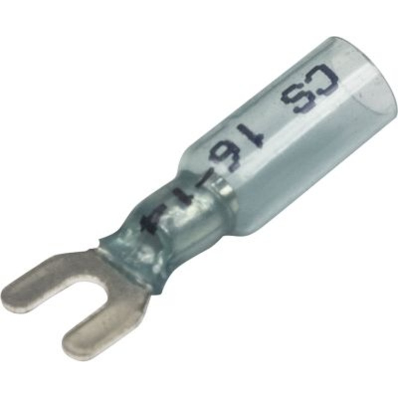 Seachoice 64036 3-To-1 Heat Shrink Spade Terminal – 16-14 Ga., #6 Stud, 25/Bag