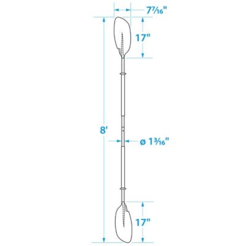Seachoice 71137 Curved-Blade Kayak Paddle, 8′
