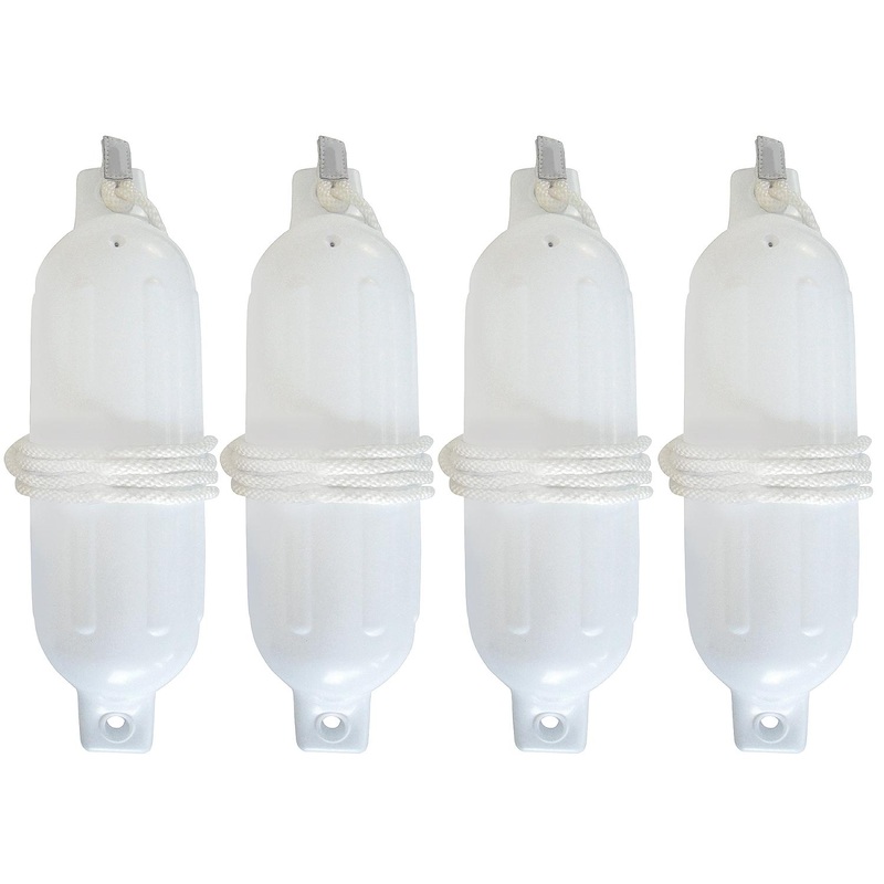 Seachoice DE78161S 79291 Twin Eye Ribbed Fender Kit (Includes 4ea 4.5″ x 16″ White Fenders and 4 Matching 1/4 5′ Lines)