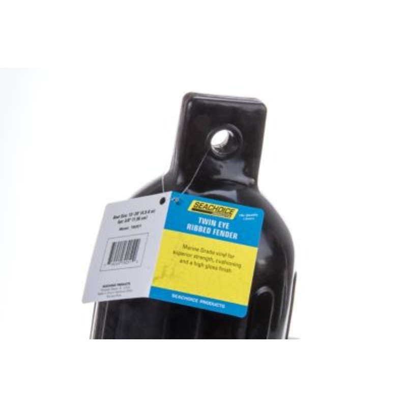 Seachoice DE79206S 79051 Twin Eye Ribbed Fender, Black, 5.5 x 20″