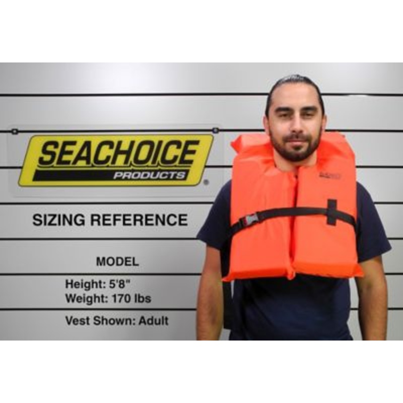Seachoice EPE1110AK1AUO-85520 85520 Type II Life Vest – Adult, Orange