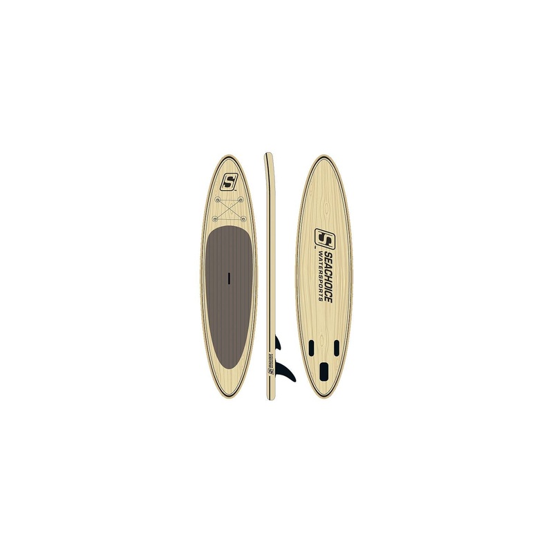 Seachoice 86949 10’6″ Inflatable Stand-Up Paddle Board Kit Woodgrain Pattern