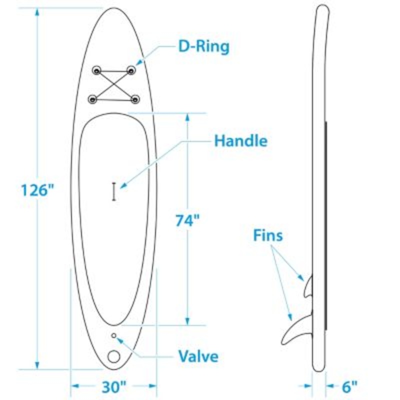 Seachoice LK-320-15 86941 10’6″ Inflatable Stand-Up Paddle Board Kit Aqua Blue