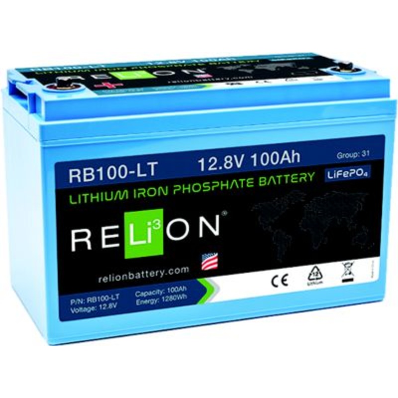 RELiON RB100-LT RB100LT LiFePO4 Lithium Iron Phosphate 12V Battery, Group 31