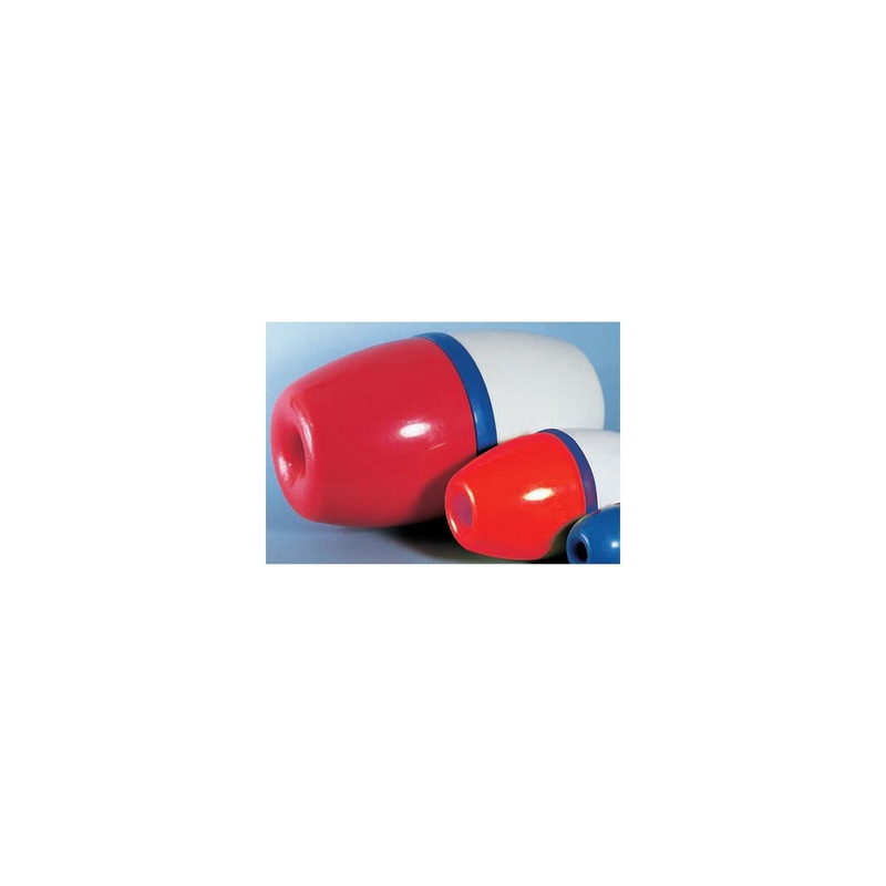 Cal June 1502R Jim-Buoy 1502 Lok-On Rope Float 5″ Dia. X 9″ L – Red and White With Blue Center Band