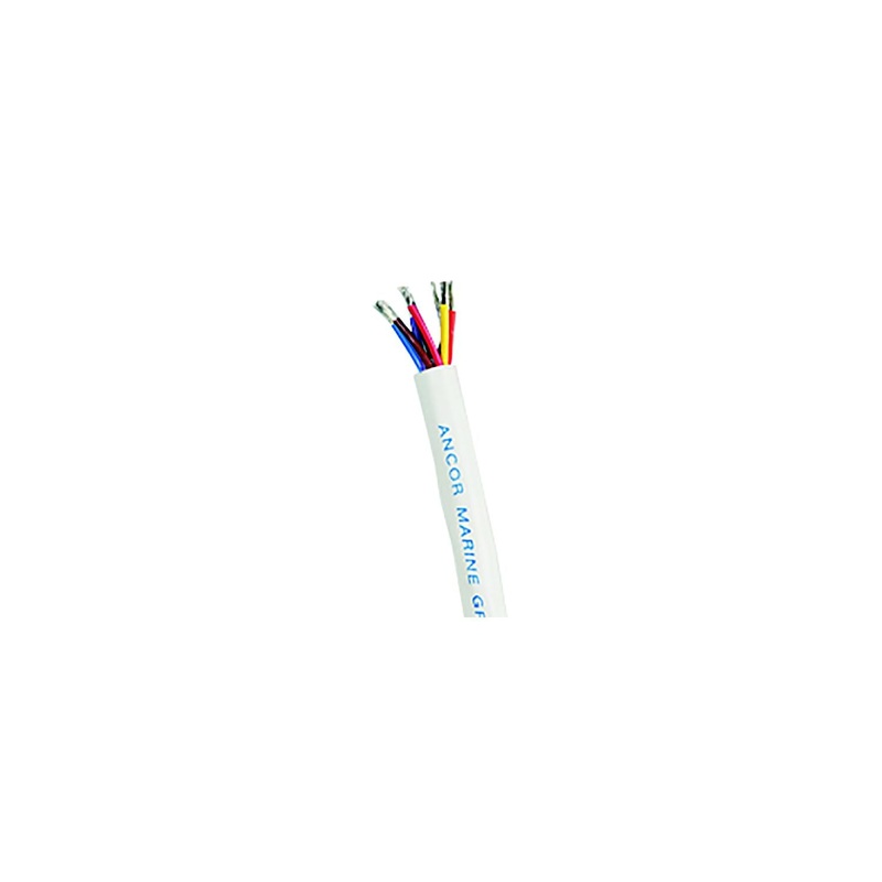 Ancor 158010 Marine Grade Tinned Copper White Flat Signal Cable, 20/8 AWG, 100′, BK/RD/GN/BL/BN/OR/VI/YL