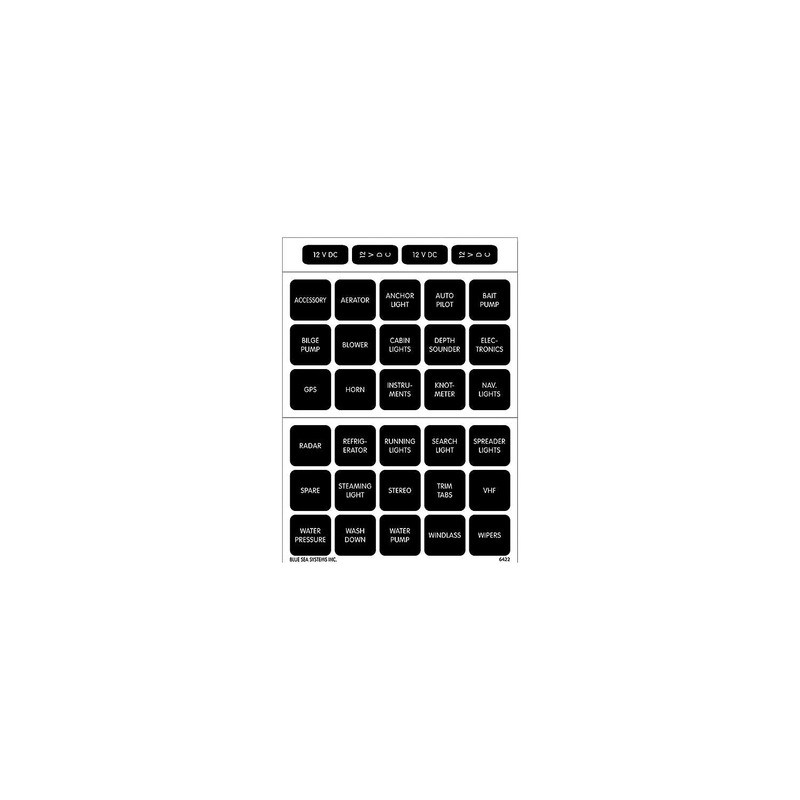 Blue Sea Systems 4215-BSS 4215 Waterproof Square Format Label Kit, 60 DC Set
