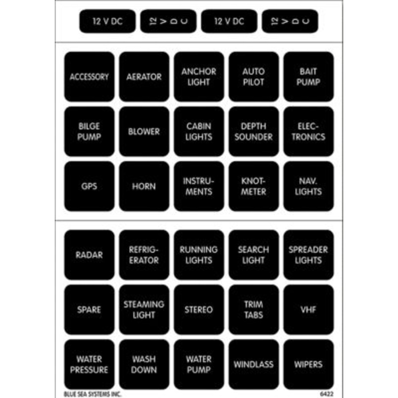 Blue Sea Systems 4217-BSS 4217 Waterproof Square Format Label Kit, 120 DC Set