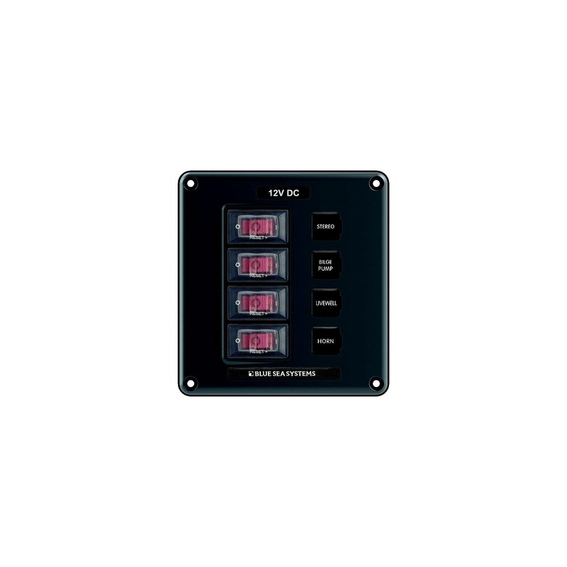 Blue Sea Systems 4320-BSS 4320 Water-Resistant Circuit Breaker Switch Panel, 4 Position