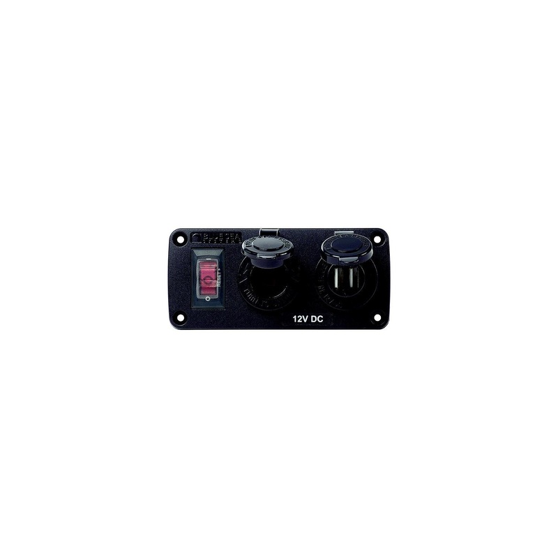 Blue Sea Systems 4363-BSS 4363 Water-Resistant USB Accessory Panel, w/12V Socket, 2.1A Dual Charger