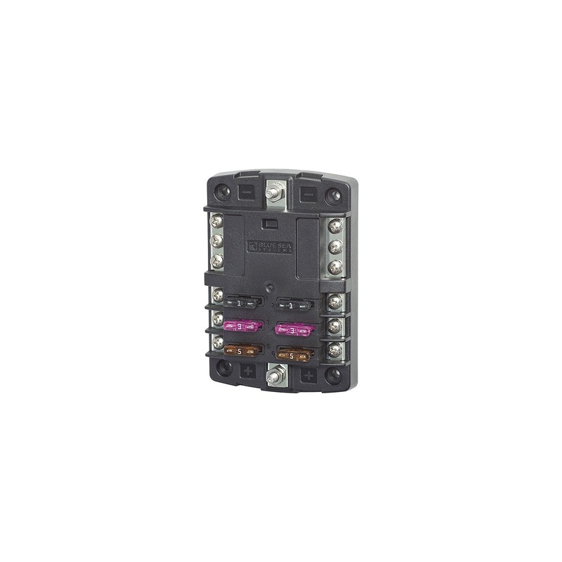 Blue Sea Systems 5030-BSS 5030 ST Blade Common Source ATO/ATC Fuse Block w/Negative Bus – 6 Circuits