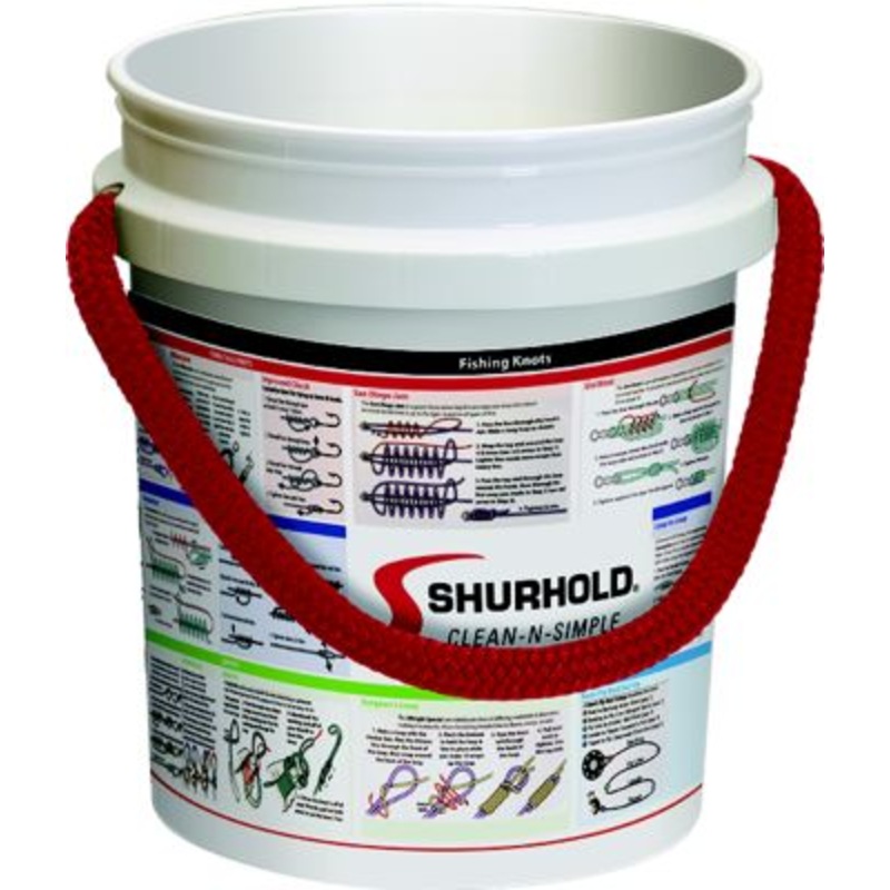 Shurhold 2451BFK Rope Handle Bucket, 5 Gal., White w/Fishing Knots Graphics