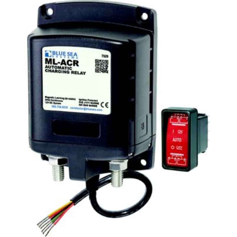 Blue Sea Systems 7622-BSS 7622 ML Series Automatic Charging Relay, 12V w/Manual Override