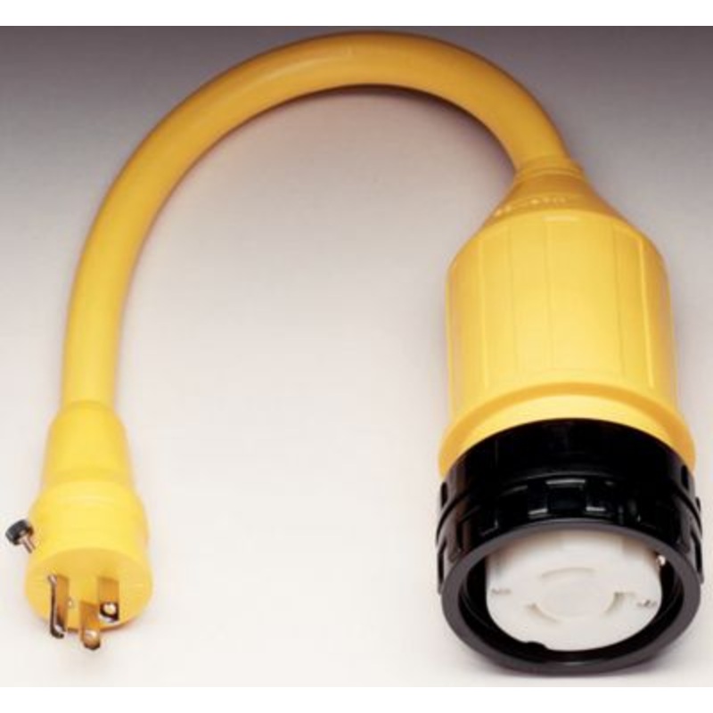 Marinco 115A Standard Pigtail Adapter Dock Side Male 15A 125V Straight Blade With Locking Screw to Boat Female 50A Seal