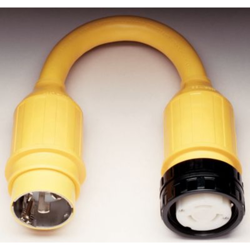 Marinco 123A Standard Pigtail Adapter Dock Side Male 50A 125/250V Locking to Boat Female 125V With Sealing Collar System
