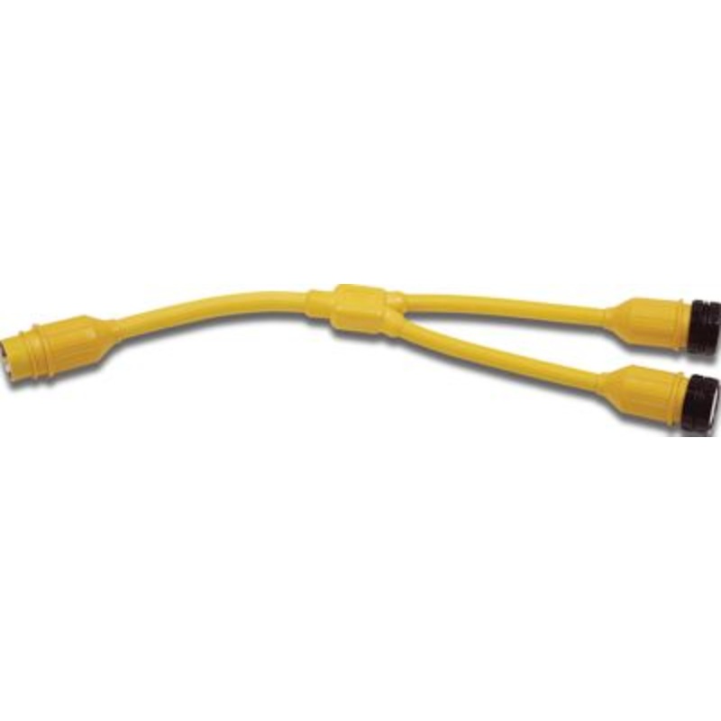 Marinco 154AY Standard “Y” Adapter Dock Side Male 50A 125V Locking to Boat Female 2-50A/125V With Sealing Collar System