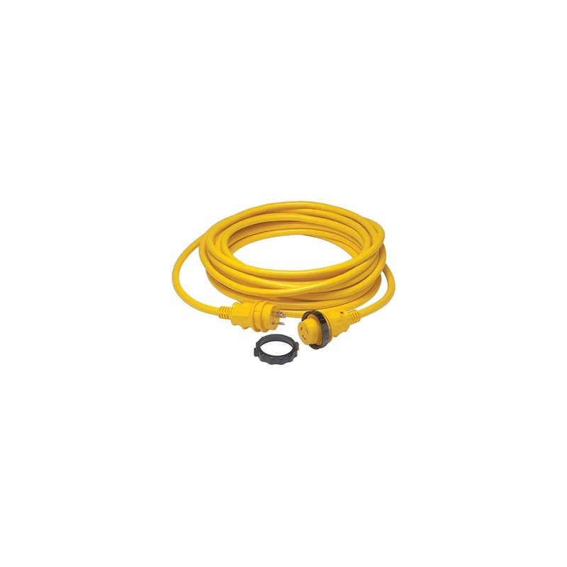Marinco 199119 30A/125V Powercord Plus ShorePower Cordset w/LED, 50′ Yellow