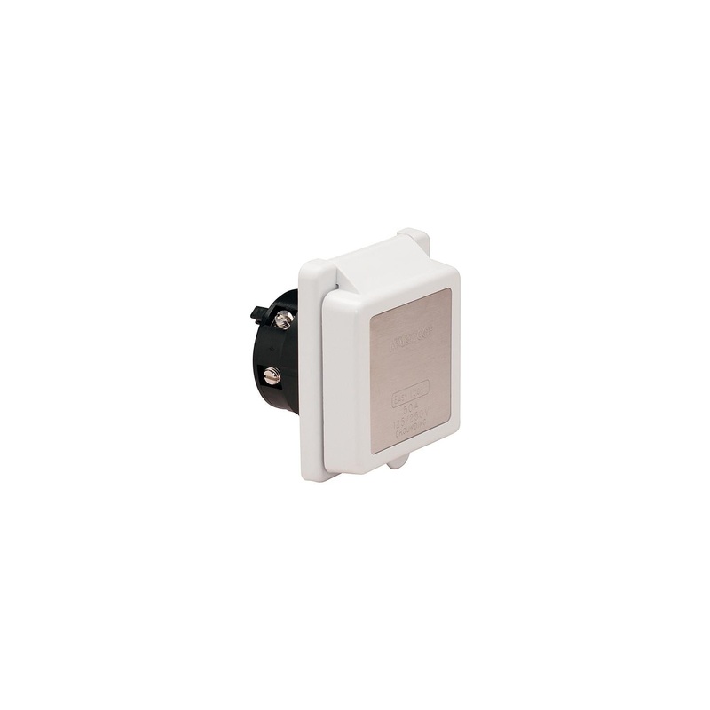 Marinco 6351EL 50 Amp 125V Power Inlet With Stainless Steel Trim Without Rear Safety Enclosure