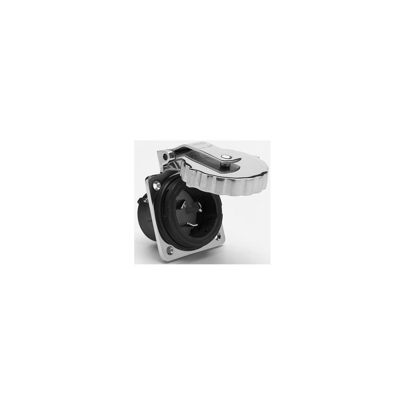 Marinco 6371EL 50A/125V Stainless Steel Power Inlet w/o Rear Safety Enclosure