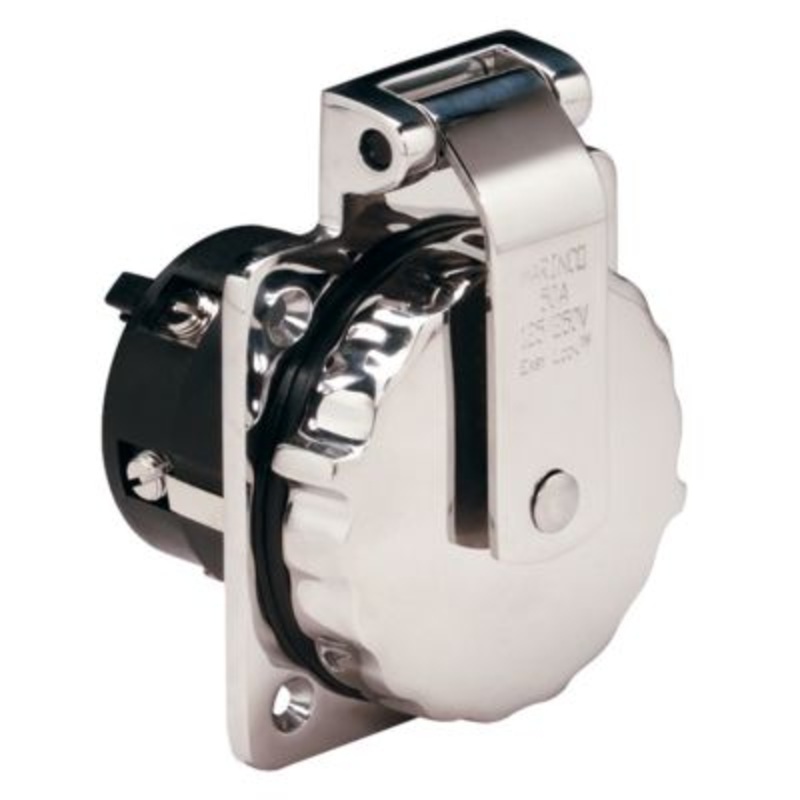 Marinco 6373EL 50A 125/250V Stainless Steel Power Inlet w/o Rear Safety Enclosure