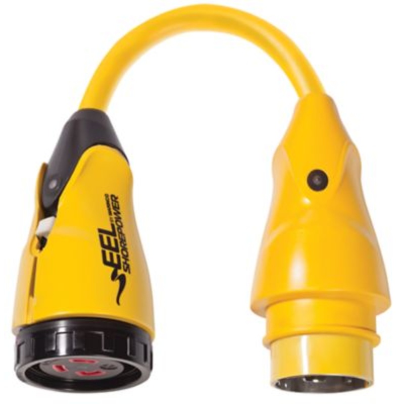Marinco P504-30 EEL Pigtail Adapter Dock Side Male 50A 125/250V Locking to Boat Female 30A 125V With Sealing Collar Syste