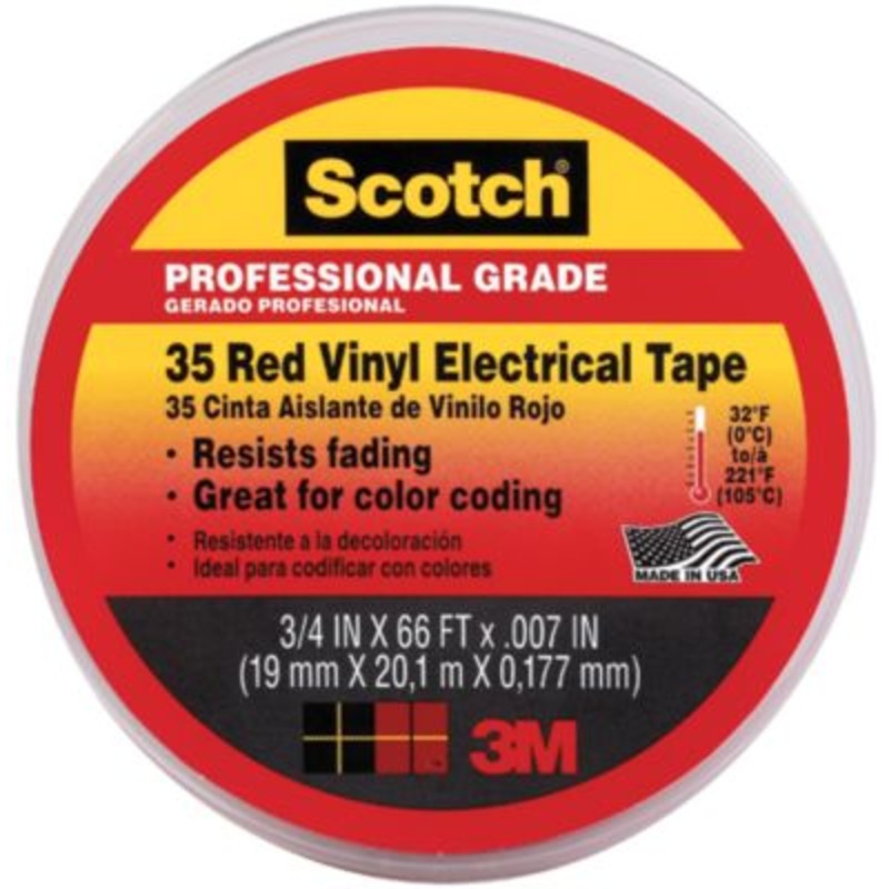 3M 10810 #35 Vinyl Elect Tape 3/4 Red