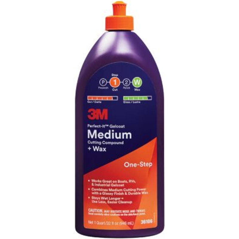 3M 051131-36105 Perfect-It Gelcoat Medium Cutting Compound/Wax, Pt.