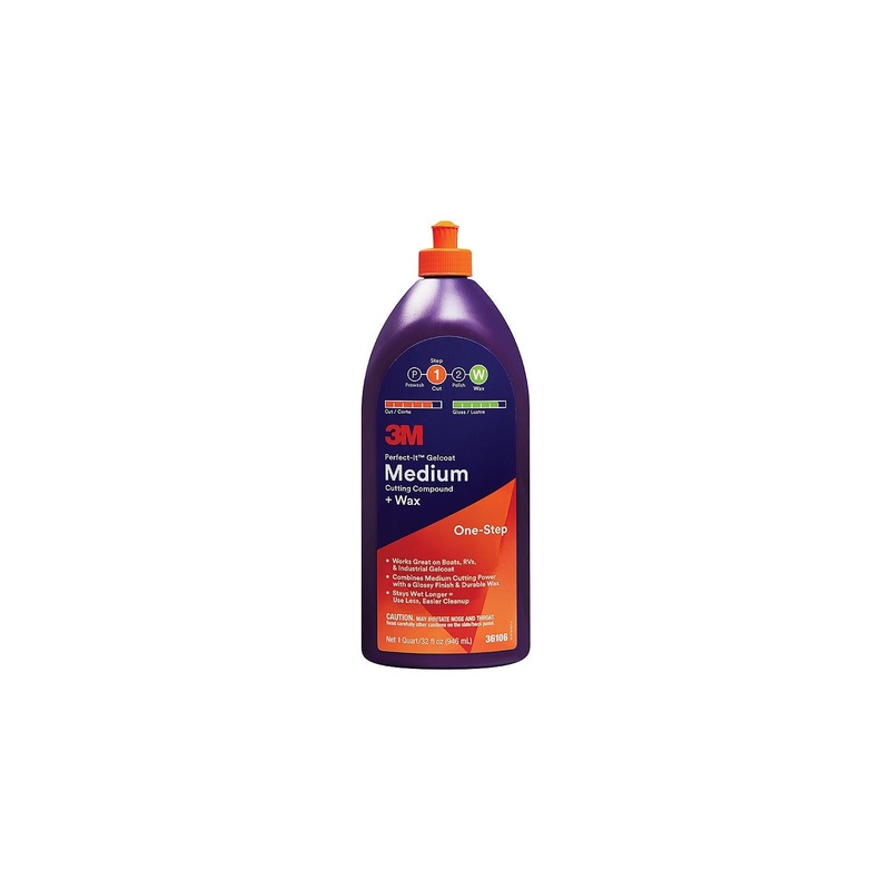 3M 051131-36106 Perfect-It Gelcoat Medium Cutting Compound/Wax, Qt.