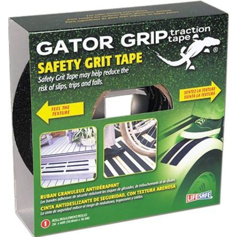 Lifesafe RE141 Life Safe Gator Grip Anti-Slip Safety Grit Tape 1″ x 60′ Black
